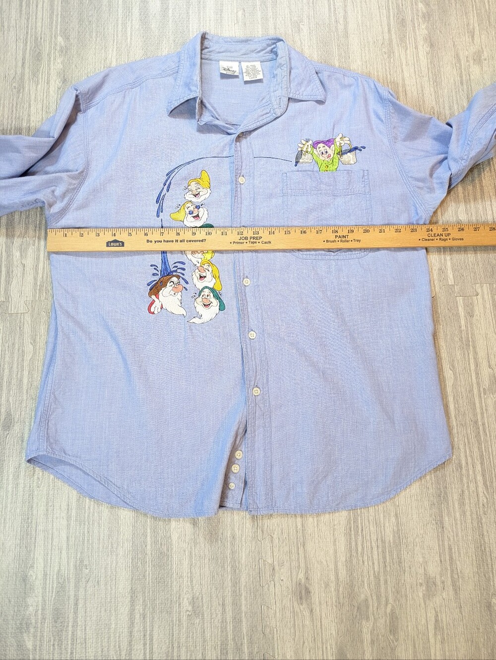 Vintage Disney Store Women's Seven Dwarfs Long Sleeve Button Down Blue Cotton L - Picture 9 of 10